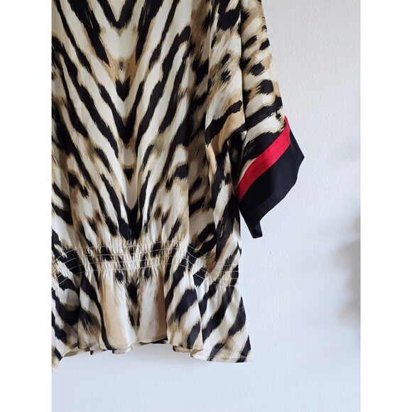 Chicos Blouse Size 2 Woman's M L Satin Tiger Print Blouse Fall Chic Mob Wife - Picture 3 of 8